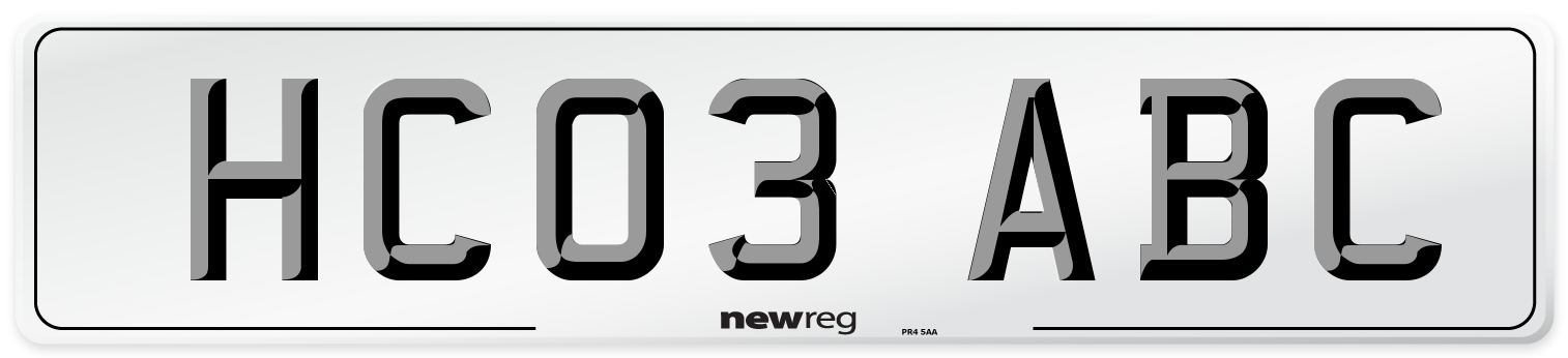 HC03 ABC Number Plate from New Reg